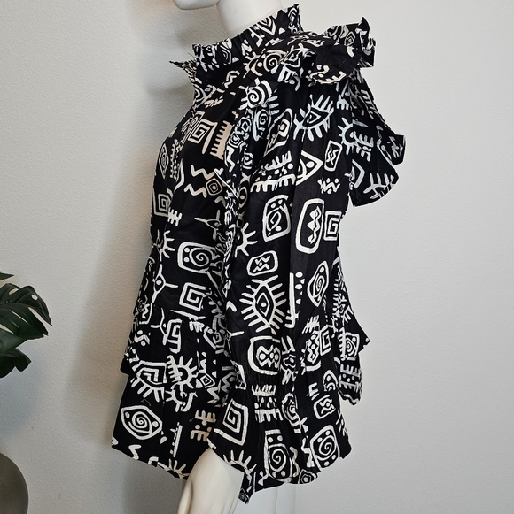 Elegant Multicolor Ruffle Sleeve Top - Picture 4 of 5